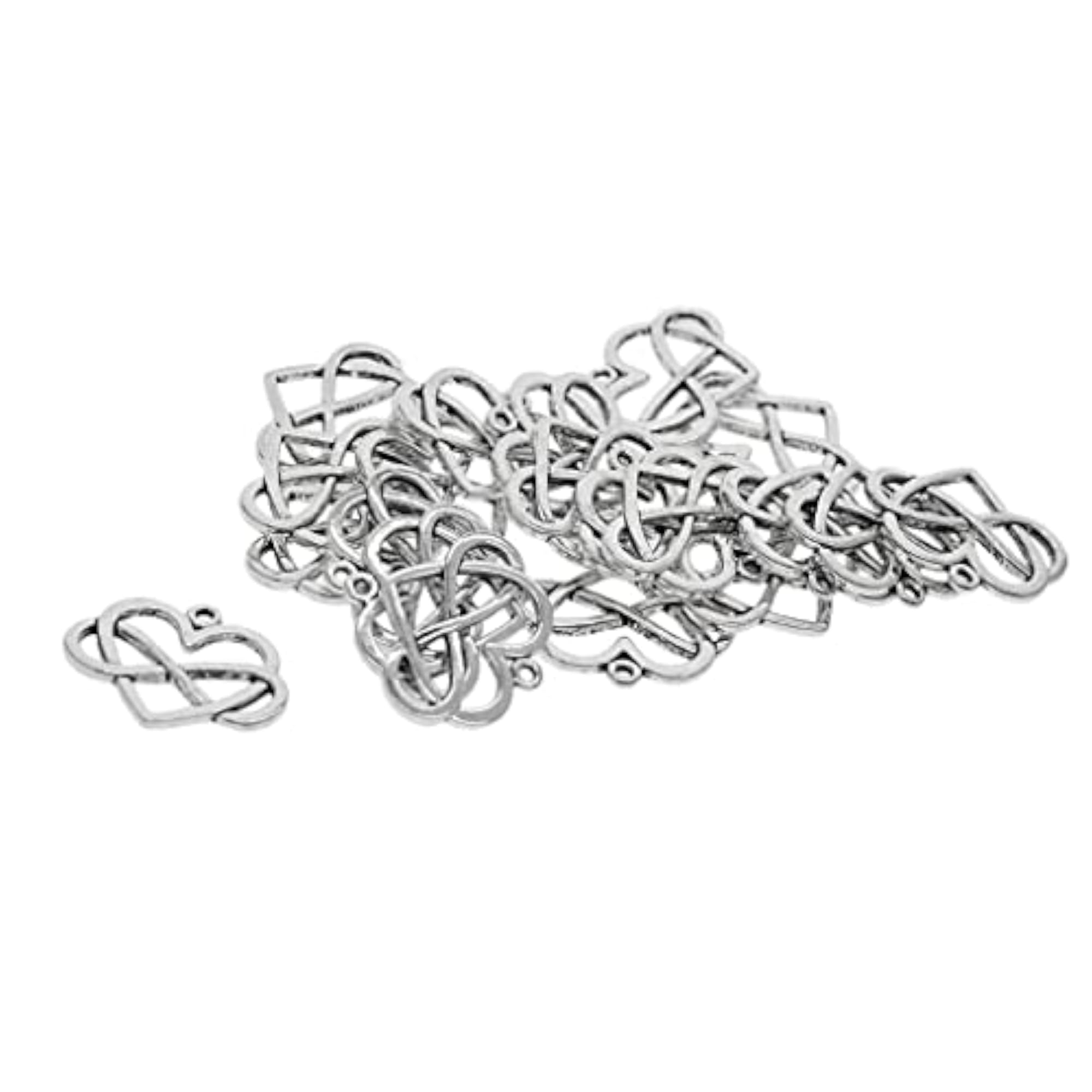 20pcs Heart Style Tibetan Silver Charms for Crafting